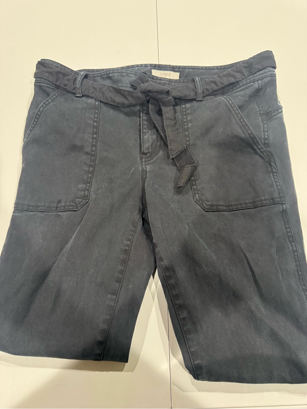 LOFT Black Cargo Drawstring Utility Pants
